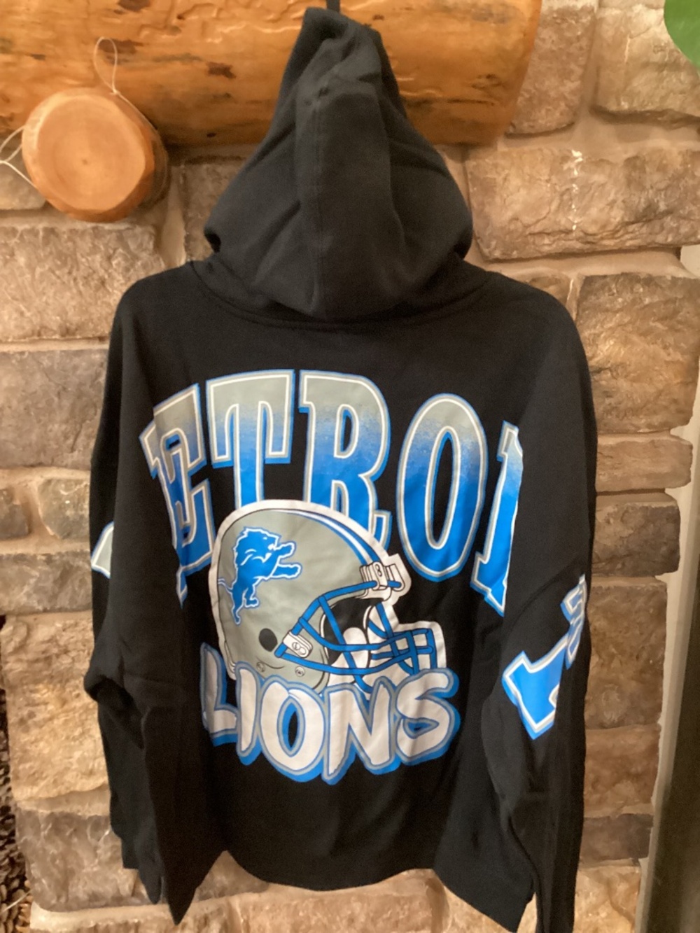 NFL Detroit Lions Hoodie Sweatshirt Mens Medium Black Ultra Game Football NWT